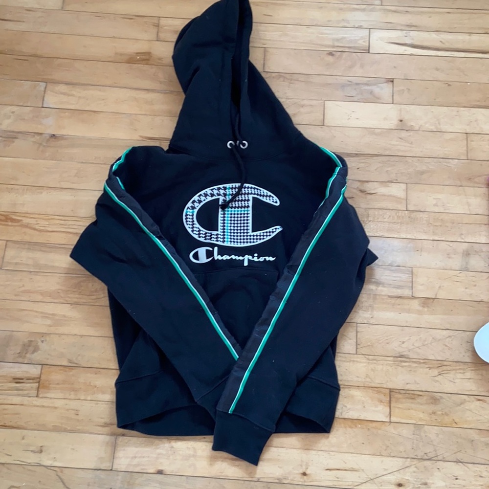 Champion Black and Green Houndstooth Active Sweatshirt